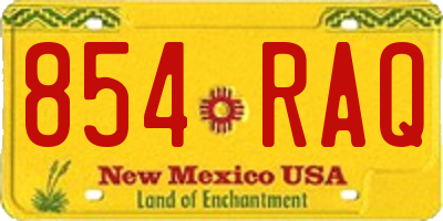NM license plate 854RAQ