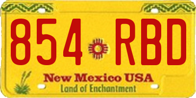 NM license plate 854RBD