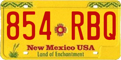 NM license plate 854RBQ