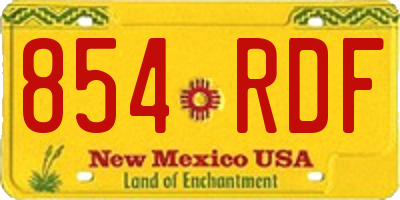 NM license plate 854RDF