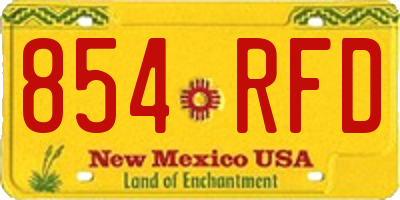 NM license plate 854RFD