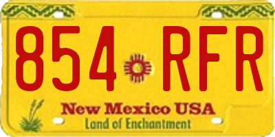NM license plate 854RFR