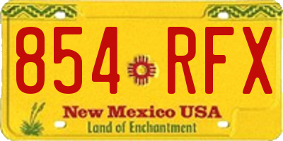 NM license plate 854RFX