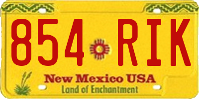 NM license plate 854RIK