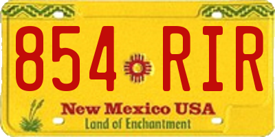 NM license plate 854RIR