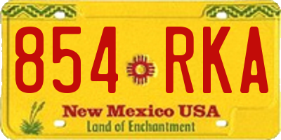 NM license plate 854RKA