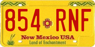 NM license plate 854RNF