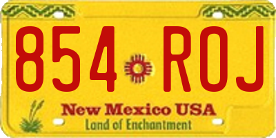 NM license plate 854ROJ