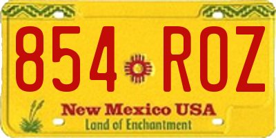 NM license plate 854ROZ