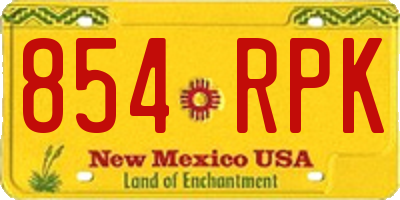 NM license plate 854RPK