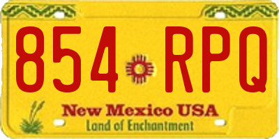 NM license plate 854RPQ