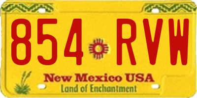 NM license plate 854RVW
