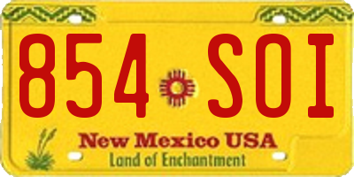 NM license plate 854SOI
