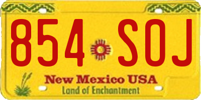 NM license plate 854SOJ