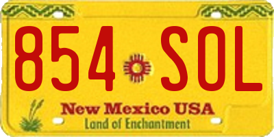 NM license plate 854SOL