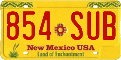 NM license plate 854SUB