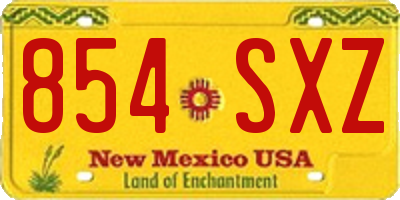 NM license plate 854SXZ