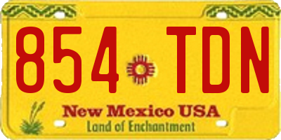 NM license plate 854TDN