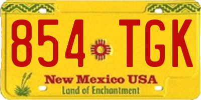 NM license plate 854TGK