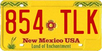 NM license plate 854TLK