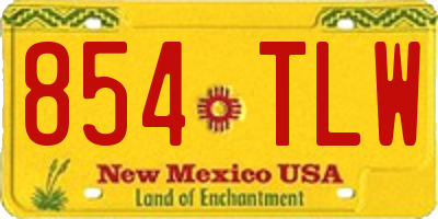 NM license plate 854TLW