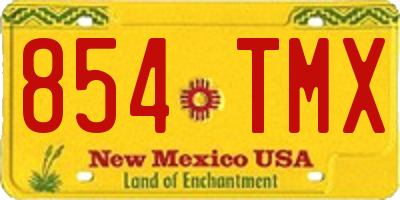 NM license plate 854TMX