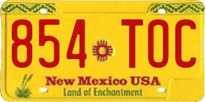 NM license plate 854TOC