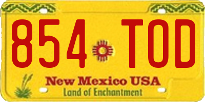 NM license plate 854TOD