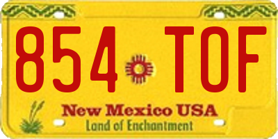 NM license plate 854TOF
