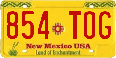 NM license plate 854TOG
