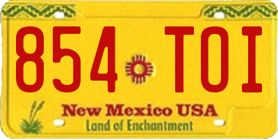 NM license plate 854TOI