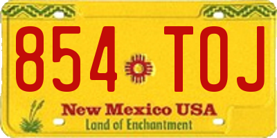NM license plate 854TOJ