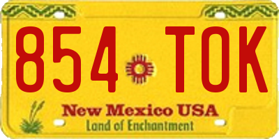 NM license plate 854TOK