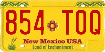 NM license plate 854TOQ