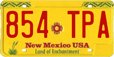 NM license plate 854TPA