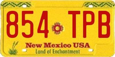 NM license plate 854TPB