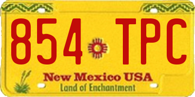 NM license plate 854TPC