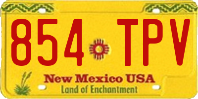 NM license plate 854TPV