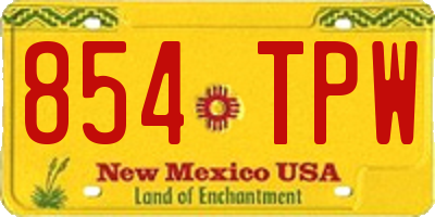 NM license plate 854TPW