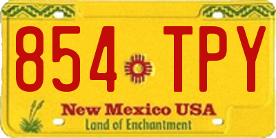 NM license plate 854TPY