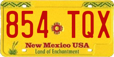 NM license plate 854TQX