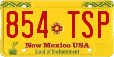 NM license plate 854TSP