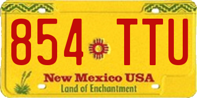 NM license plate 854TTU