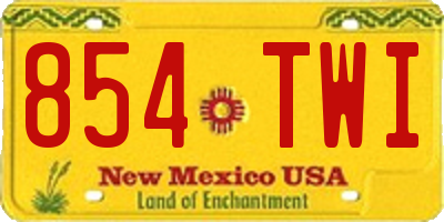 NM license plate 854TWI