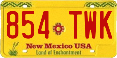 NM license plate 854TWK