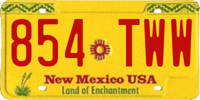 NM license plate 854TWW