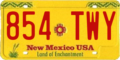 NM license plate 854TWY