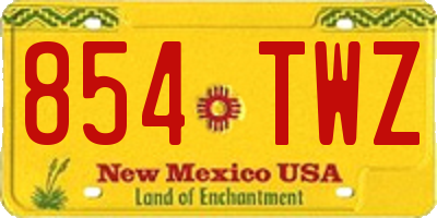 NM license plate 854TWZ