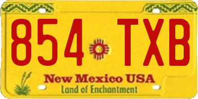 NM license plate 854TXB