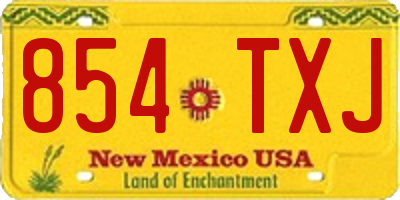 NM license plate 854TXJ